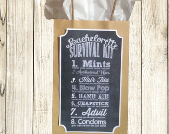 INSTANT DOWNLOAD - Bachelorette Party Survival Kit Label - Chalkboard