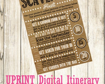 INSTANT DOWNLOAD - Bachelorette Party or Hens Party Game - Scavenger Hunt Kraft Paper