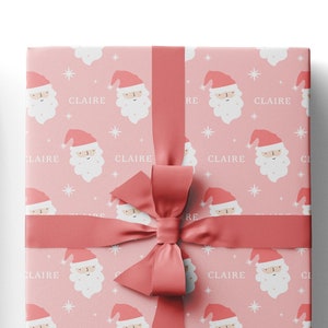 Custom Name Wrapping Paper • Custom Pastel Santa Wrapping Paper • Personalized Gift Wrap • Christmas Gift Wrap • Mistletoe • Christmas Tree