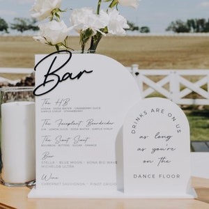 Acrylic Wedding Bar sign •  Wedding Bar Menu •  Wedding Decor • Signature Drink • Custom Sign • Acrylic • Cocktails