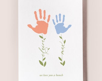 Mothers Day Handprint Print, 1st Mother's Day, Personalized MOM Gift, DIY Mother's Day Gift, Baby Keepsake Hand Print, Download