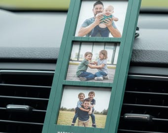 May include: A green photo frame with three picture slots, displaying family photos. The top reads "BEST DAD EVER," and the bottom says "HAPPY FATHER'S DAY LOVE, CHARLIE AND CLAIRE."