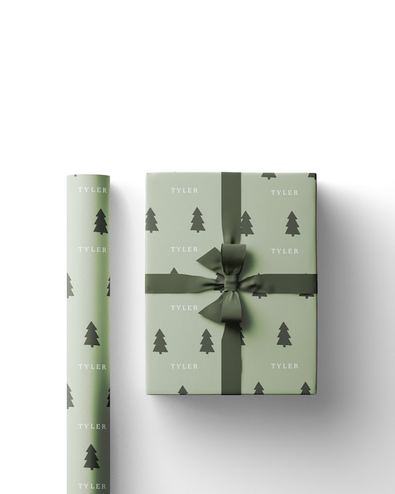 Custom Name Wrapping Paper • Custom Name Christmas Tree Wrapping Paper Roll • Personalized Gift Wrap • Christmas Gift • Christmas Tree