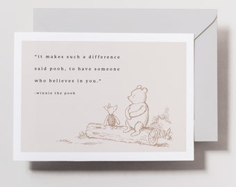 Winnie the Pooh Thank You Teacher Card Set - Modern - Set of 6 - Gift - Thank You Note Set - Thanks