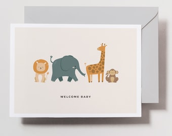 Welcome Baby Animals Card, Baby Shower, New Mom
