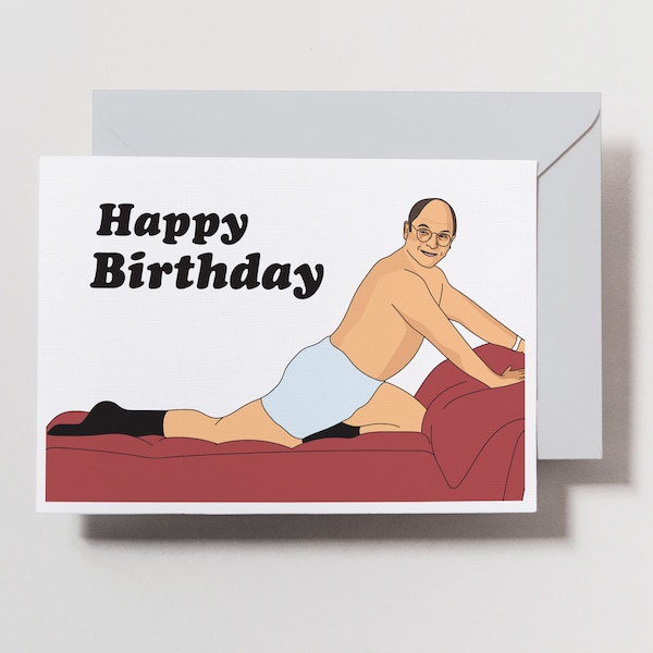 Seinfeld Birthday card, George Costanza couch funny, Happy birthday, holiday, Christmas, Funny Card
