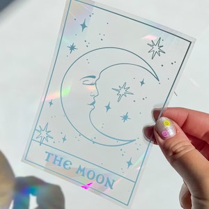 Moon Suncatcher, Prism Rainbow Window Sticker, Window Decal