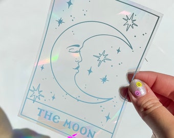 Moon Suncatcher, Prism Rainbow Window Sticker, Window Decal