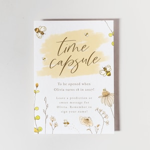 First Bee Day Time Capsule Invitation, Bumble Bee, First Birthday, Editable, Digital, Download, Twins, Girl, Theme, Invite, Template, 1st image 1