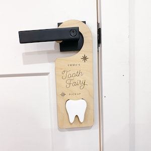 Tooth Fairy Door Holder, Custom Tooth Fairy Box, Personalized, Please Stop Here, Door Handle, Pick Up, Boy, Girl, pick up box, holder Bild 5