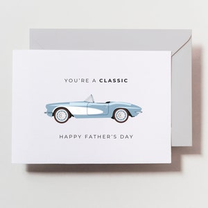 Carte de fête des pères - carte drôle de fête des pères - carte de voiture classique - vintage classique - carte de jeu de mots