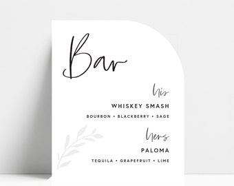 Wedding Bar Sign •  Wedding Sign • Custom Sign • Acrylic • Arched  • Signature Drinks Sign • Decorations • Custom • Wedding • Decor • Sage