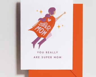 Super Mom Card, Mother's Day Gift, Personalized Message