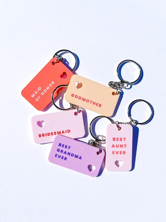 Custom Name Keychain: Personalized Bridesmaid, Aunt, Grandma Gift