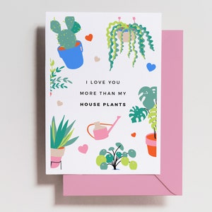 Carte de Saint-Valentin - carte d'anniversaire - plantes d'intérieur drôles - carte de Saint-Valentin drôle - pour lui - pour elle - carte - quarantaine - amour