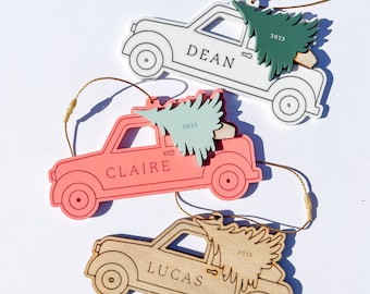 Custom Christmas Truck Ornament • Truck Ornament • Couple Ornament • Family Ornament • Stocking Tag