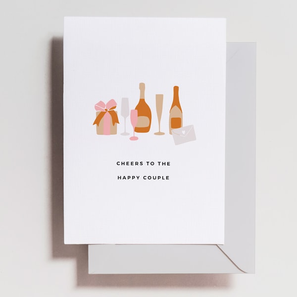 Funny Bridal Shower Card - Engaged - Card for Bride to BE - Engagement - Wedding Card - For Couple - Hitched - Cute - Cheers - Greeting Card