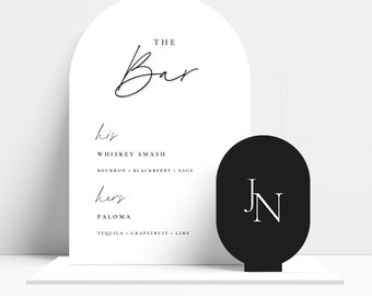 Custom Wedding Bar Sign: Signature Drink Menu Decor