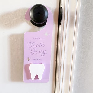 Tooth Fairy Door Holder, Custom Tooth Fairy Box, Personalized, Please Stop Here, Door Handle, Pick Up, Boy, Girl, pick up box, holder Bild 6