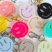 Retro - 90s - Smiley Face Keychain - Keychain - Flower Power - Gift - Cute - Girls - Friend - BFF - Acrylic - Hot Pink - Neon - Key Ring