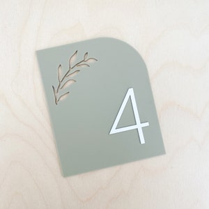 Half Arch Acrylic Table Numbers Matte Arched Table Number Wedding Centerpieces Luxury Decorations Custom Wedding Table Number image 6