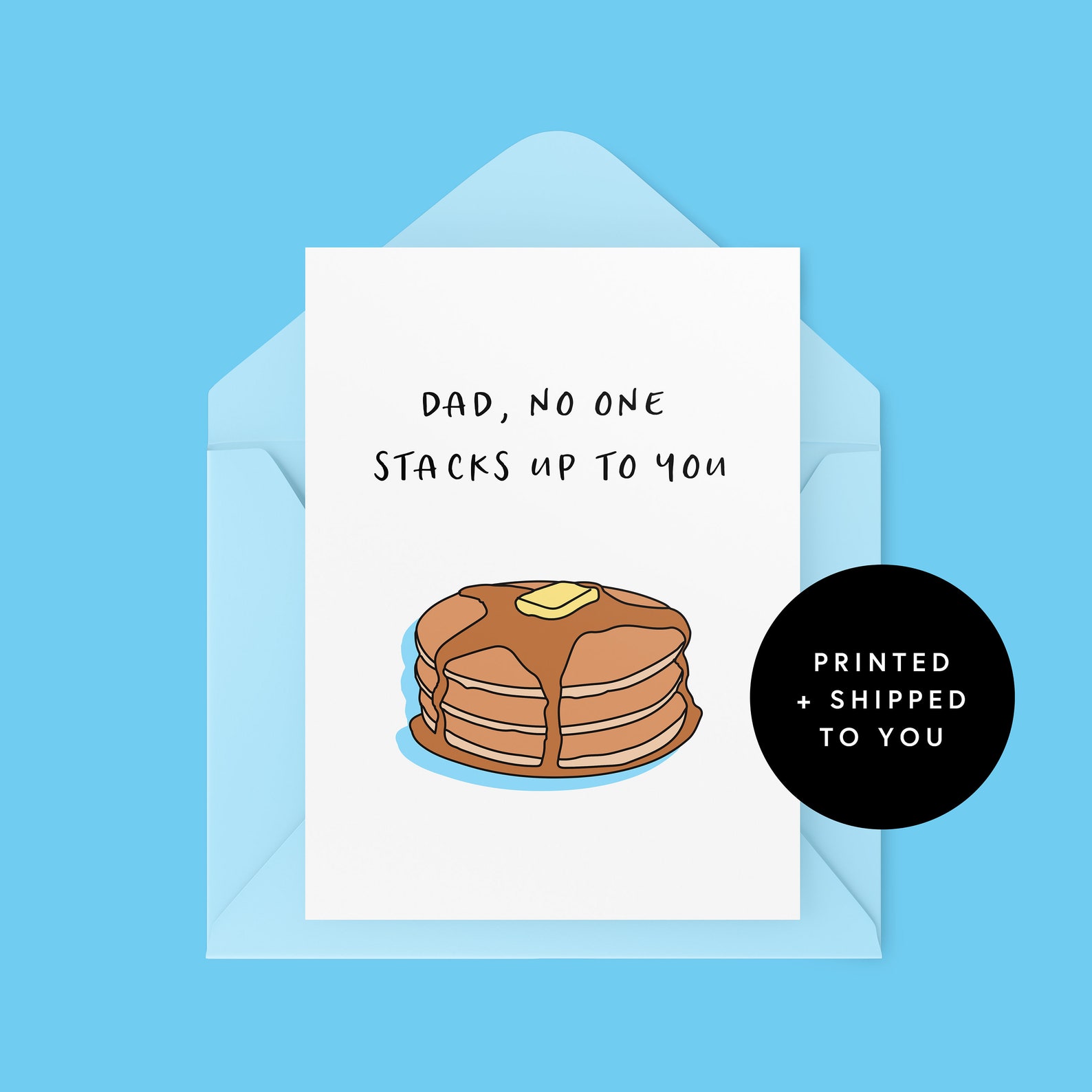 Pancake Pun Happy Father's day card Dad no one stacks Etsy