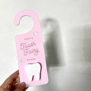 Tooth Fairy Door Holder, Custom Tooth Fairy Box, Personalized, Please Stop Here, Door Handle, Pick Up, Boy, Girl, pick up box, holder Bild 8