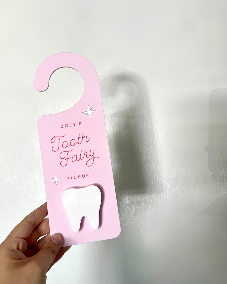 Tooth Fairy Door Holder, Custom Tooth Fairy Box, Personalized, Please Stop Here, Door Handle, Pick Up, Boy, Girl, pick up box, holder Bild 8