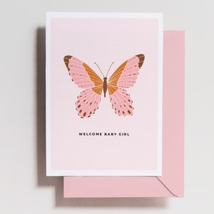 Baby Girl Card - Baby Shower Card - Mom to Be - New Mom Card - New Baby Card - Butterfly Card - Grossesse - Félicitations - Félicitations -
