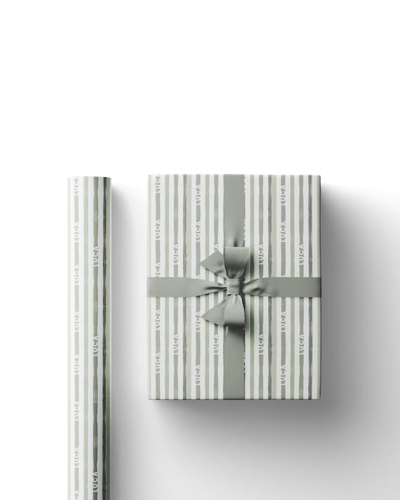Custom Name Wrapping Paper • Custom Stripe Name Wrapping Paper • Personalized Gift Wrap • Christmas Gift Wrap • Ticking • Subtle