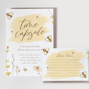 First Bee Day Time Capsule Invitation, Bumble Bee, First Birthday, Editable, Digital, Download, Twins, Girl, Theme, Invite, Template, 1st image 3
