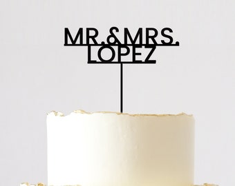Custom Wedding Cake Topper • Last Name Cake Topper