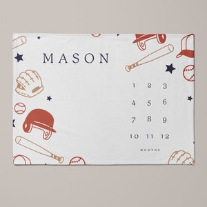 Baseball Milestone Blanket, Baby Boy Milestone Blanket , Personalized Baby Blanket, Month, Custom, Age, New Mom Baby Shower Gift, Sports