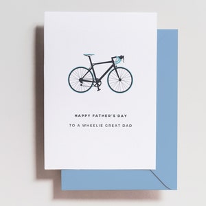 Carte amusante pour la fête des pères - Vélo - Motard - VTT - Spin - Cycle - Carte de jeu de mots pour la fête des pères - « You're a wheelie great papa »