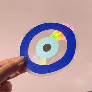 Evil Eye Suncatcher Sticker, Rainbow Maker Window Sticker, Window Decal, image 1