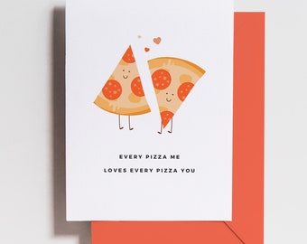 Funny Valentine's Day Card -  Anniversary Card - LOVE Pizza Pun Food Funny Valentine's Day - For Him - For Her - Cute - Simple