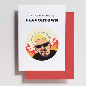 Carte de Saint-Valentin - carte Guy Fieri - Flavortown - jeux d'épicerie pour gars - Saint Valentin - anniversaire - carte d'anniversaire drôle