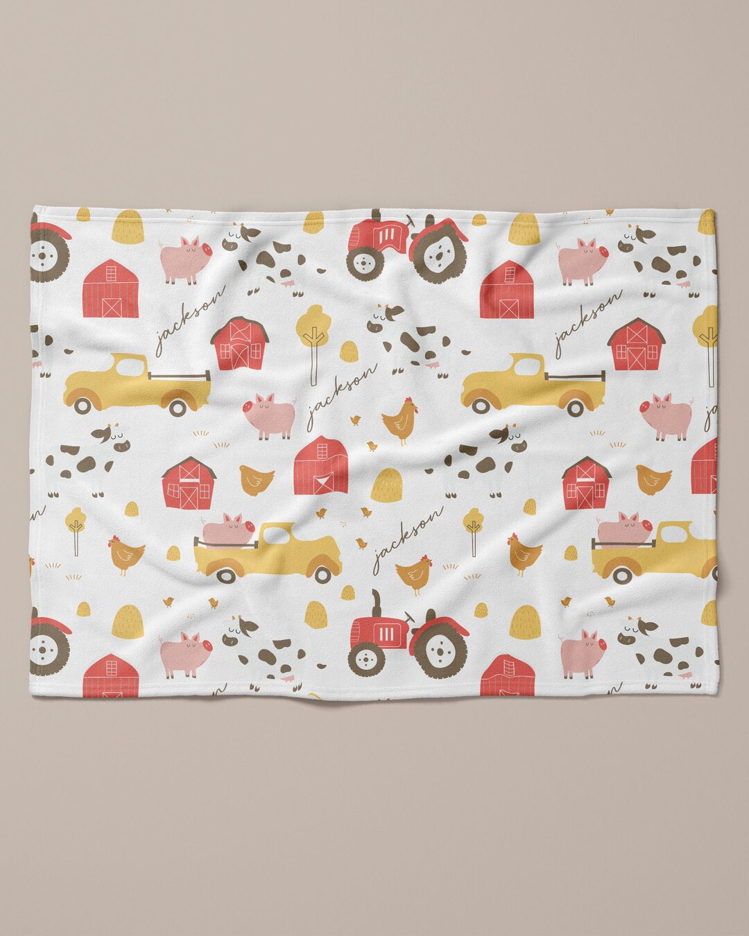 Farm Theme Baby Blanket Farm Animals Swaddle Blanket Custom Etsy
