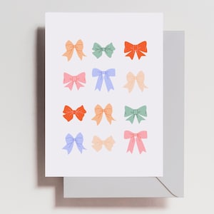 Jolie carte de Noël • Carte de vœux avec nœud • Carte de vœux générale girly