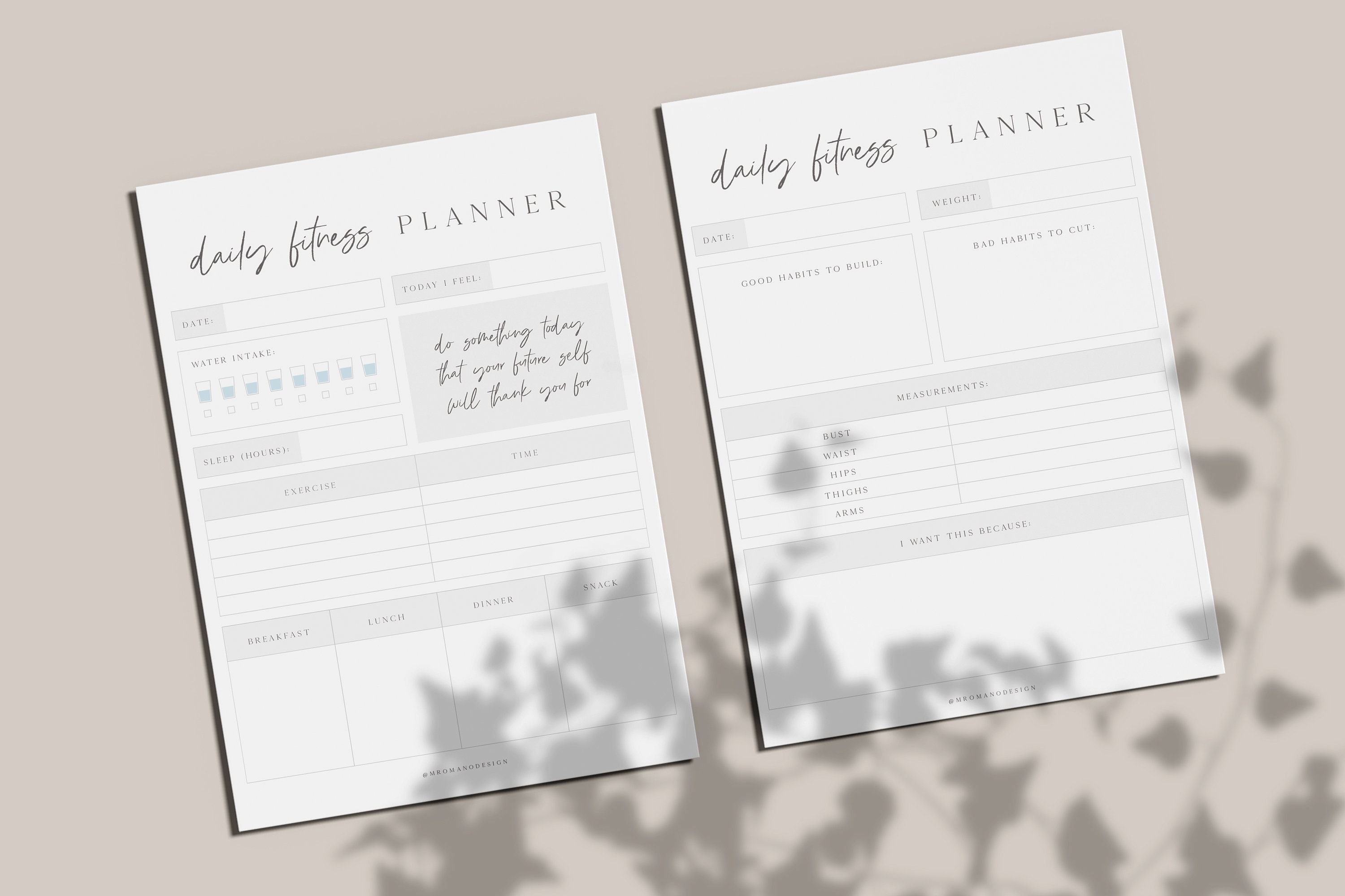 Fitness Planner Printable Fitness Goals Printable Planner | Etsy