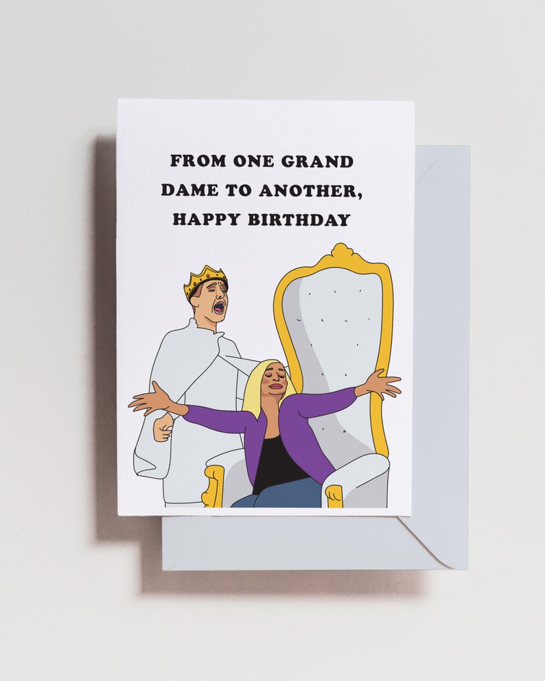 Rhop Card Karen Huger Grand Dame Throne Funny Happy Birthday Friend Card Potomac Bravo Gift image 1