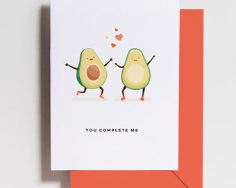 Funny Valentine's Day Card -  Anniversary Card - LOVE Avocado Pun Food Funny Valentine's Day - For Him - For Her - Cute - Simple