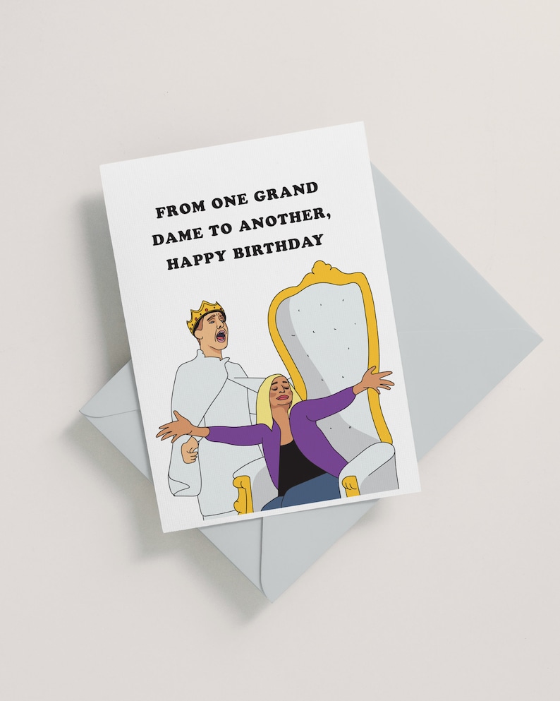 Rhop Card Karen Huger Grand Dame Throne Funny Happy Birthday Friend Card Potomac Bravo Gift image 2