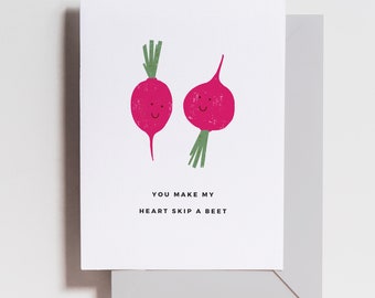 Funny Valentine's Day Card -  Anniversary Card - LOVE Beets Pun Food Funny Friendship Day - For Him - For Her - Cute - Simple