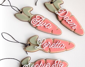 Personalized Carrot Easter Basket Tag - 3D Wood & Acrylic Name Tag