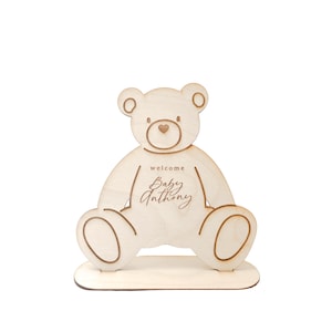Plaque personnalisée ours baby shower, numéro de table, plaque de faveur, plaque de bienvenue, Bearly Wait, décoration de fête, plaque personnalisée
