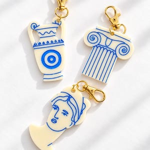 Greek Evil Eye Artist Keychain - Athena - Goddess - Column - Greek - Indie - Tiktok - Viral - NashBash - Favor