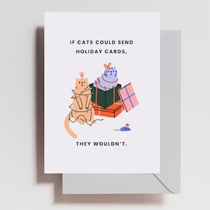 Carte de Noël Chats rigolos • Carte pour amoureux des chats • Carte pour les fêtes Chats rigolos