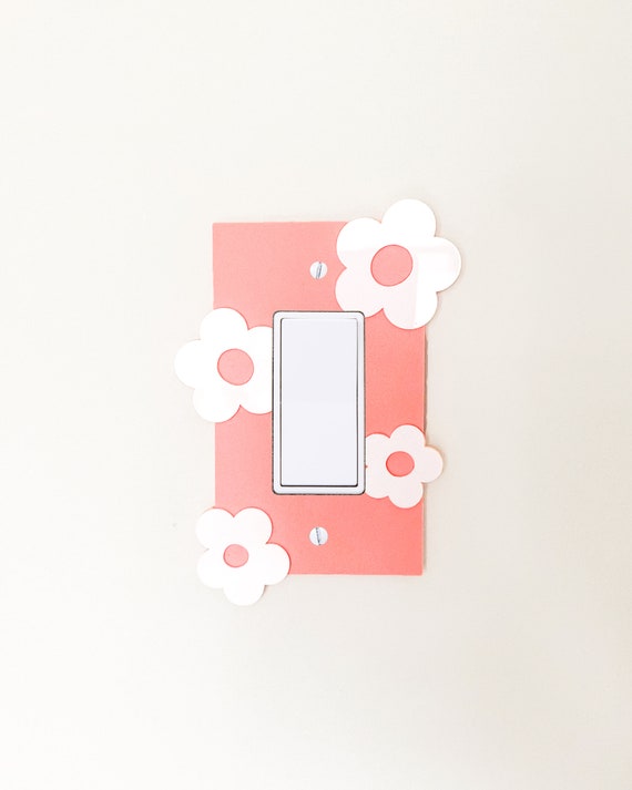 Daisy Light Switch Cover: Custom Plate, Coral Decor