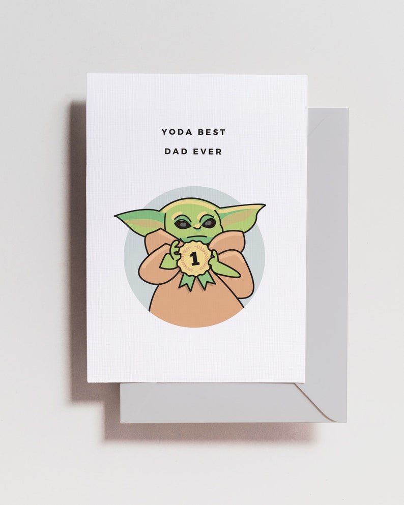 Baby Yoda Father's Day Card Yoda Best Dad Happy Etsy